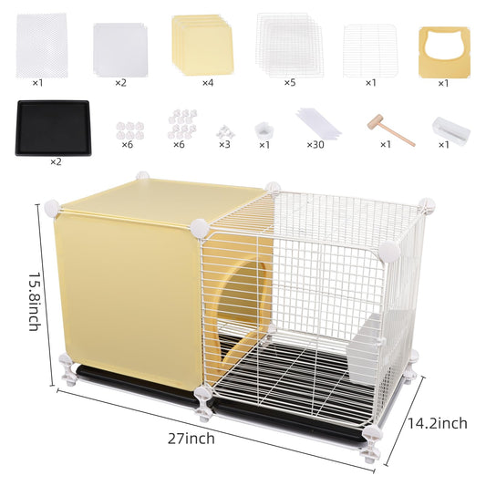 Metal Chicken Coop with Ventilation Design - Outdoor Brooder Box with Removable Tray for Chicks, Rabbits, Quails, and Poultry(S: 27.7" L 14.1" W x 15.7" H)
