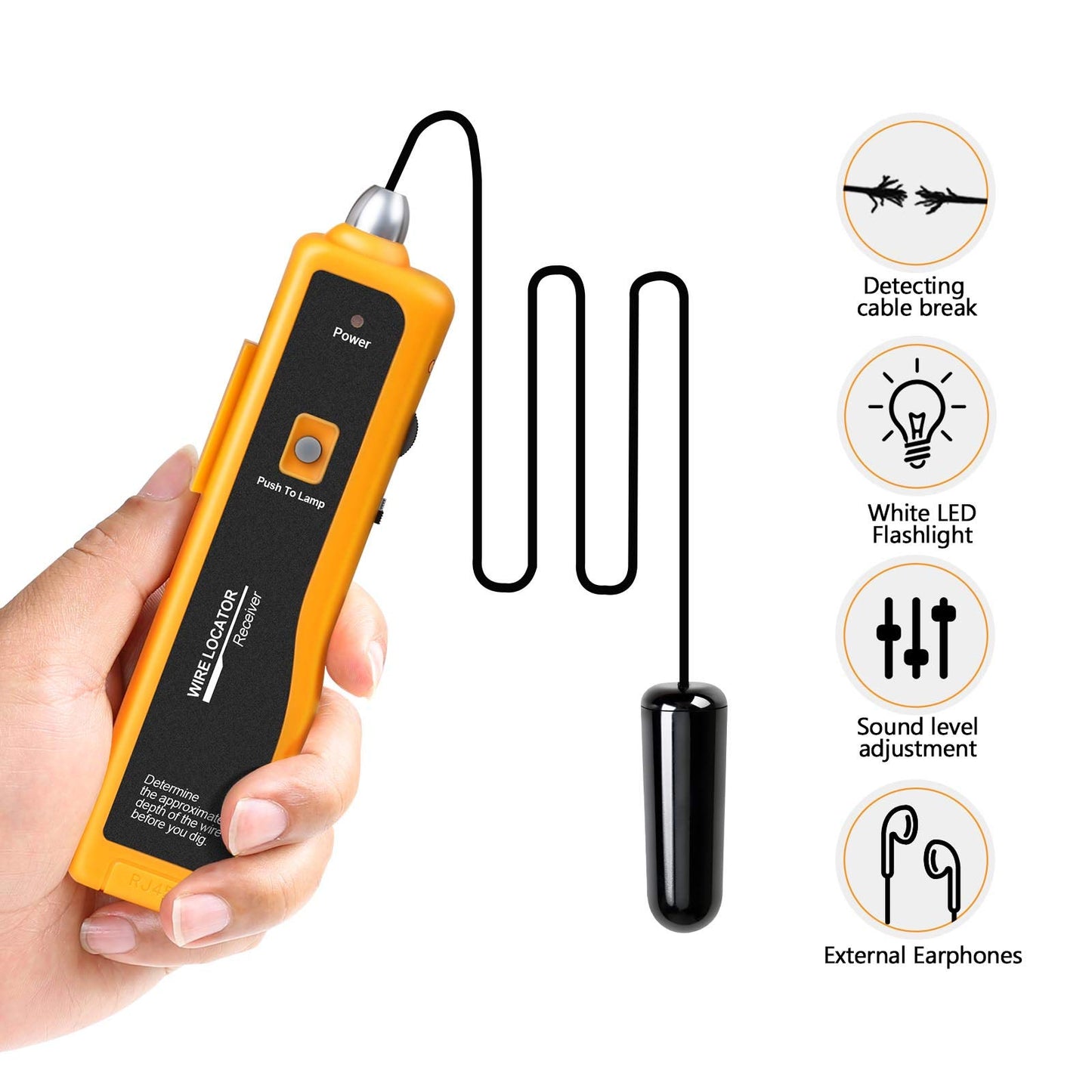 KOLSOL F02 Underground Cable Locator, Wire Tracer with Earphone, Cable Tester for Dog Fence Cables Irrigation Control Wires