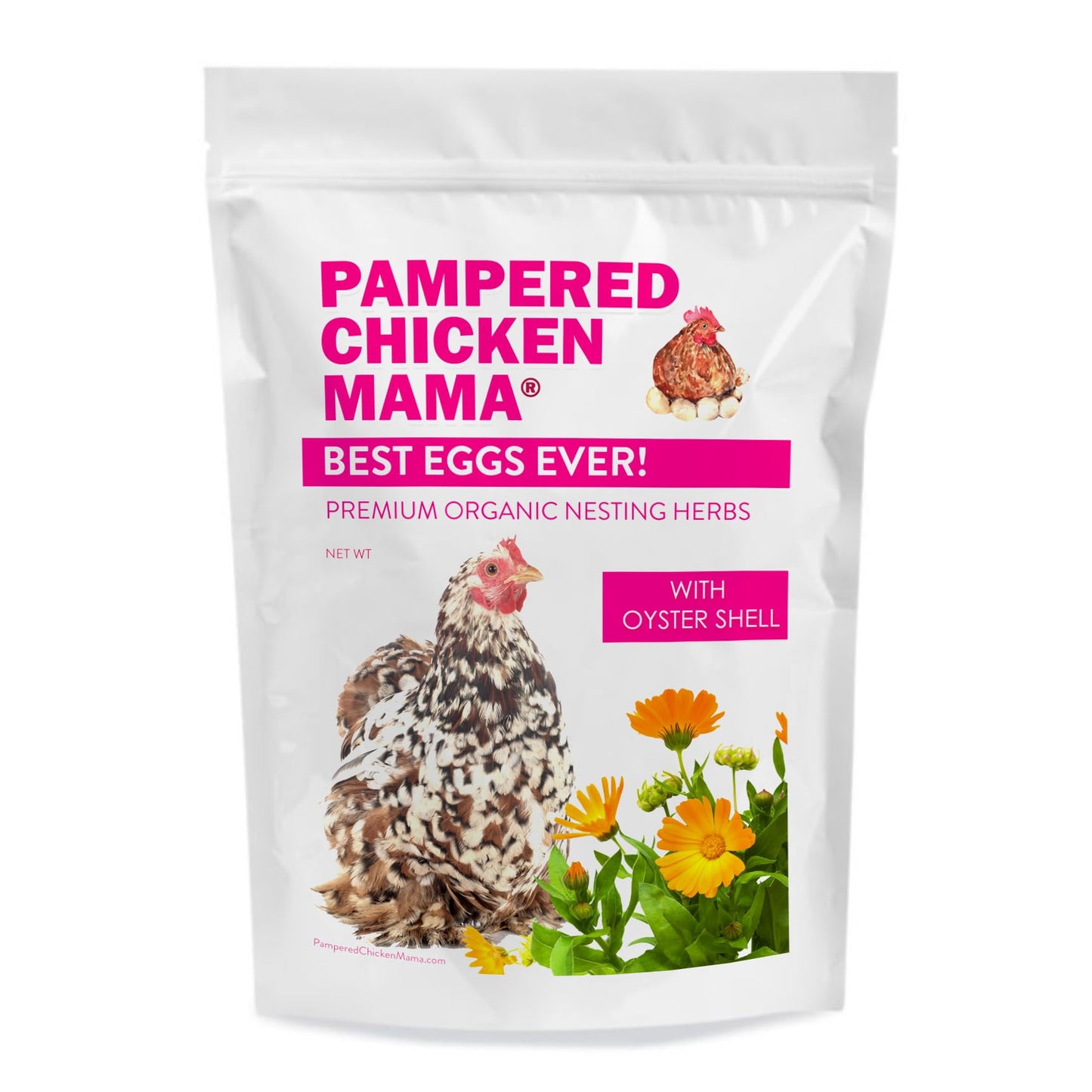 Pampered Chicken Mama Best Eggs Ever! Nesting Herbs for Chickens (16 Ounce/1 Pound) for Chicken Nesting Boxes Calcium Supplement for Chickens | Chicken Feed Supplies, Hen Treats for Coops (1 Bag)