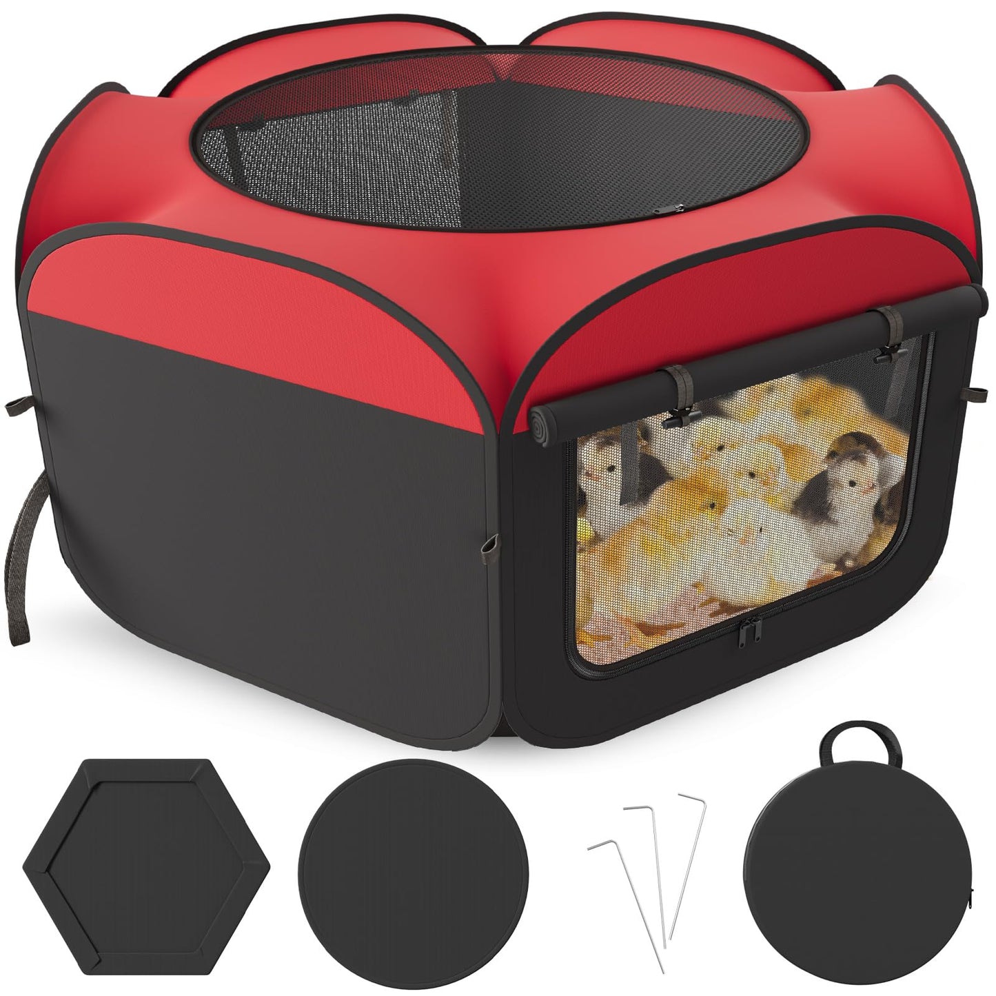 inanil Chicken Brooder with Cover - Dual Door Collapsible Large Brooder Box for Chicks Starter Kit, Sturdy Baby Chicken Coop Chick Enclosure Tent, Chick Brooder Pen for Chick, Duck and Quail