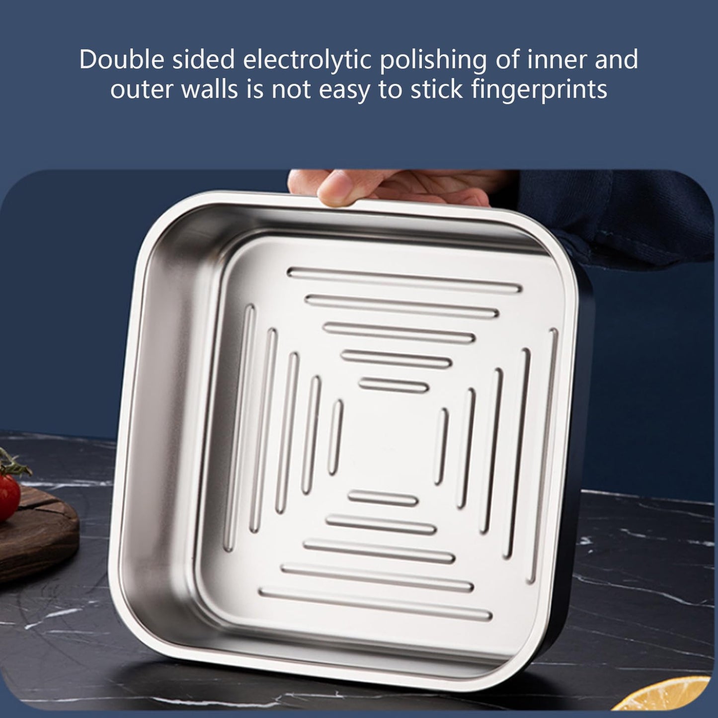 ATRDTO Stainless Steel Food Storage Containers with Lids Airtight Food Containers with Handle Metal Food Prep Containers for Freezer Fridge Oven Dishwasher Safe 95oz