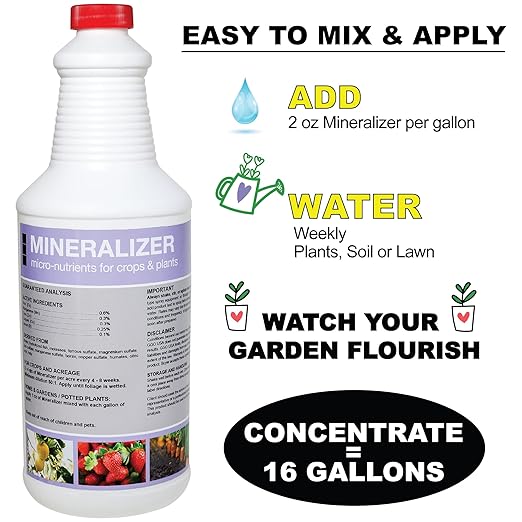 GGO Mineralizer Organic Plant Fertilizer with Mycorrhizal Fungi – Hydroponic Nutrients and Plant Food for Houseplants, Vegetables, and Gardens – Micro & Macro Nutrients and Minerals – Made in USA