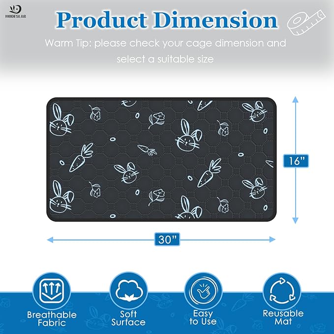 4-Pack Guinea Pig Cage Liner Washable, 16in x 30in Ultra-Absorbent Guinea Pig Bedding for Cage Non-Slip Leak-Proof Pee Pads for Dogs Rabbit Bunny Cat Litter Mat, Navy