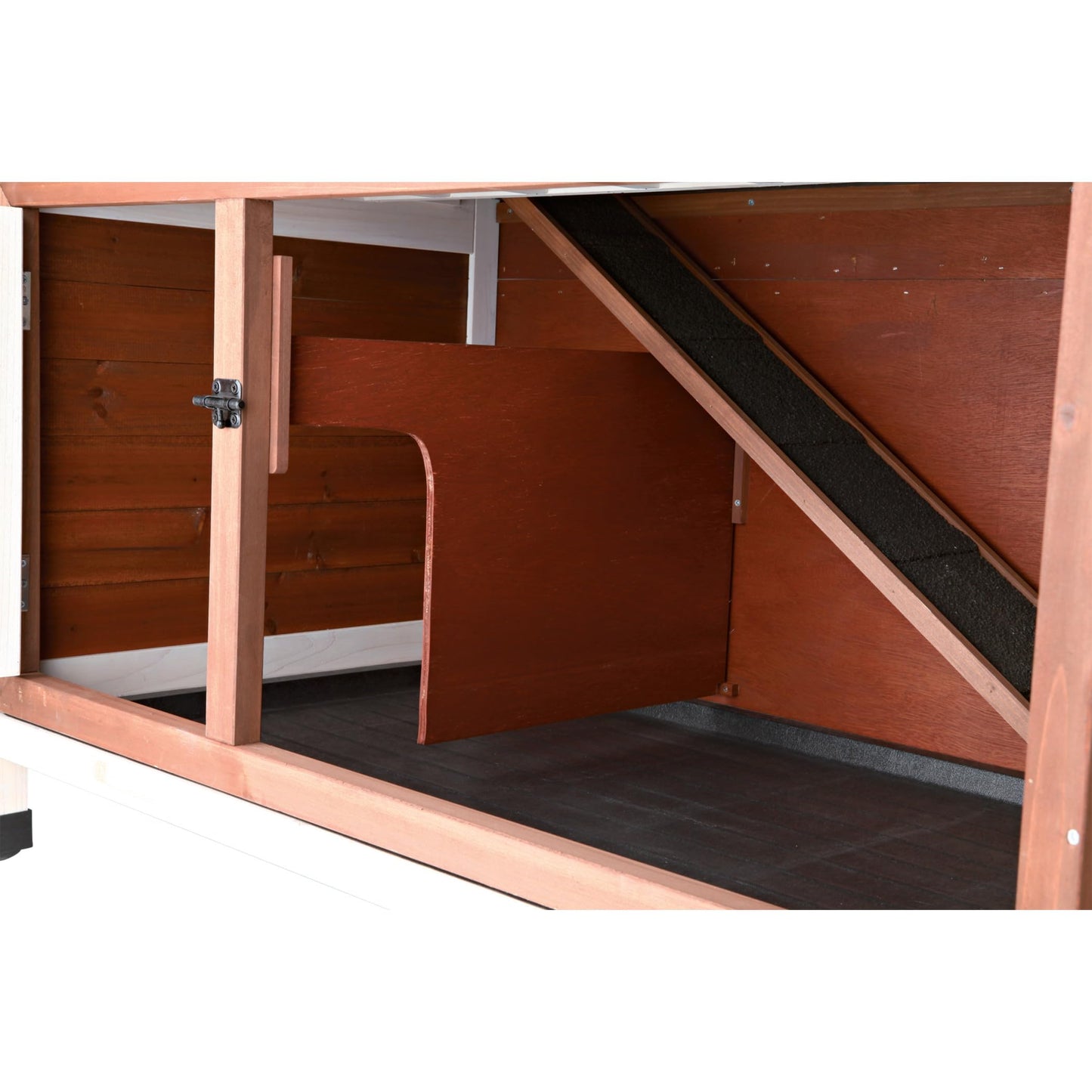TRIXIE natura Outdoor Double Rabbit Hutch - Indoor Small Animal House, Bunny Cage with Two Sleeping & Play Areas - Includes a Non-Slip Ramp Hinged Roof & Two Pull-Out Trays - in Auburn