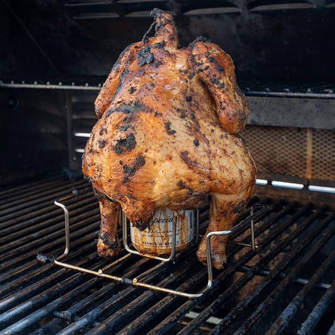Beer Can Chicken Holder for Grill and Smoker, Premium Grade Stainless Steel Beer Chicken Stand with Handle