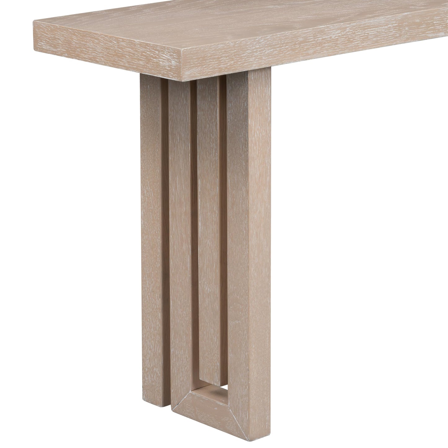 Merax Farmhouse Uniquely Designed Oak Veneer Console Table with Distinctive Side Shapes for Entryway, Hallway, Living Room, Foyer, Natural