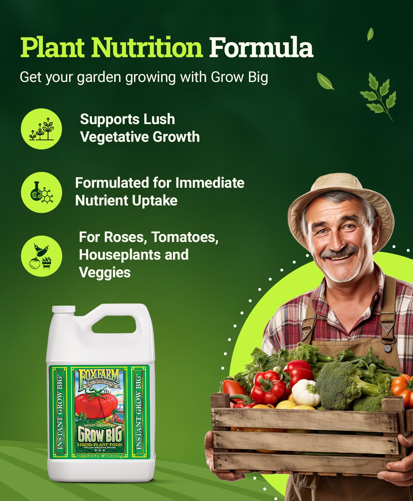 Fox Farm Fertilizer Soil Trio Liquid Nutrient: Tiger Bloom, Grow Big, Big Bloom Gallon Bottles - (Pack of 3-1 Gallon)