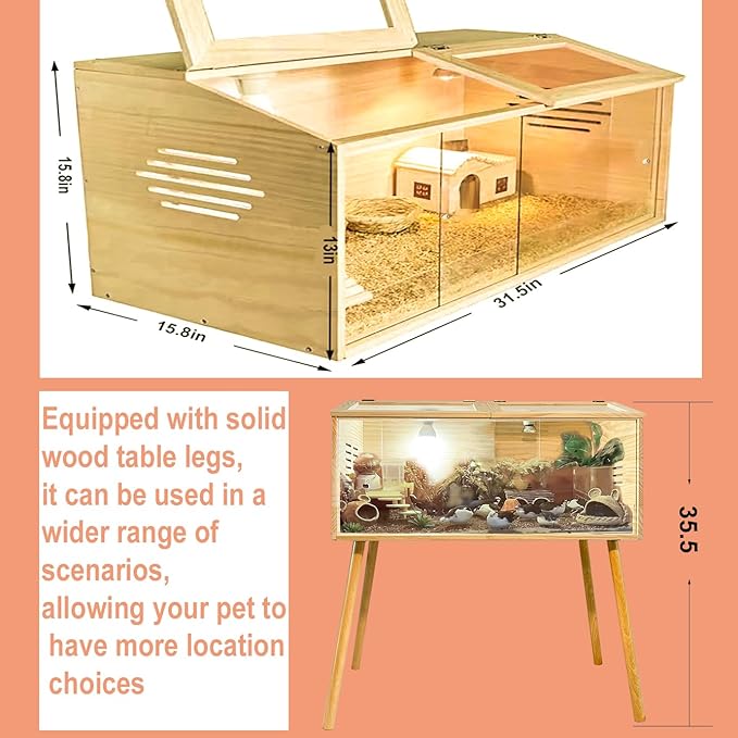 Brooder Box for Chicks,with Sliding Door,Table Legs,2 Types of Thermometer with Heat Lamp Set Suitable for Chicks/Duck/Parrot/Hamster(31.5"×15.7"×15.7")
