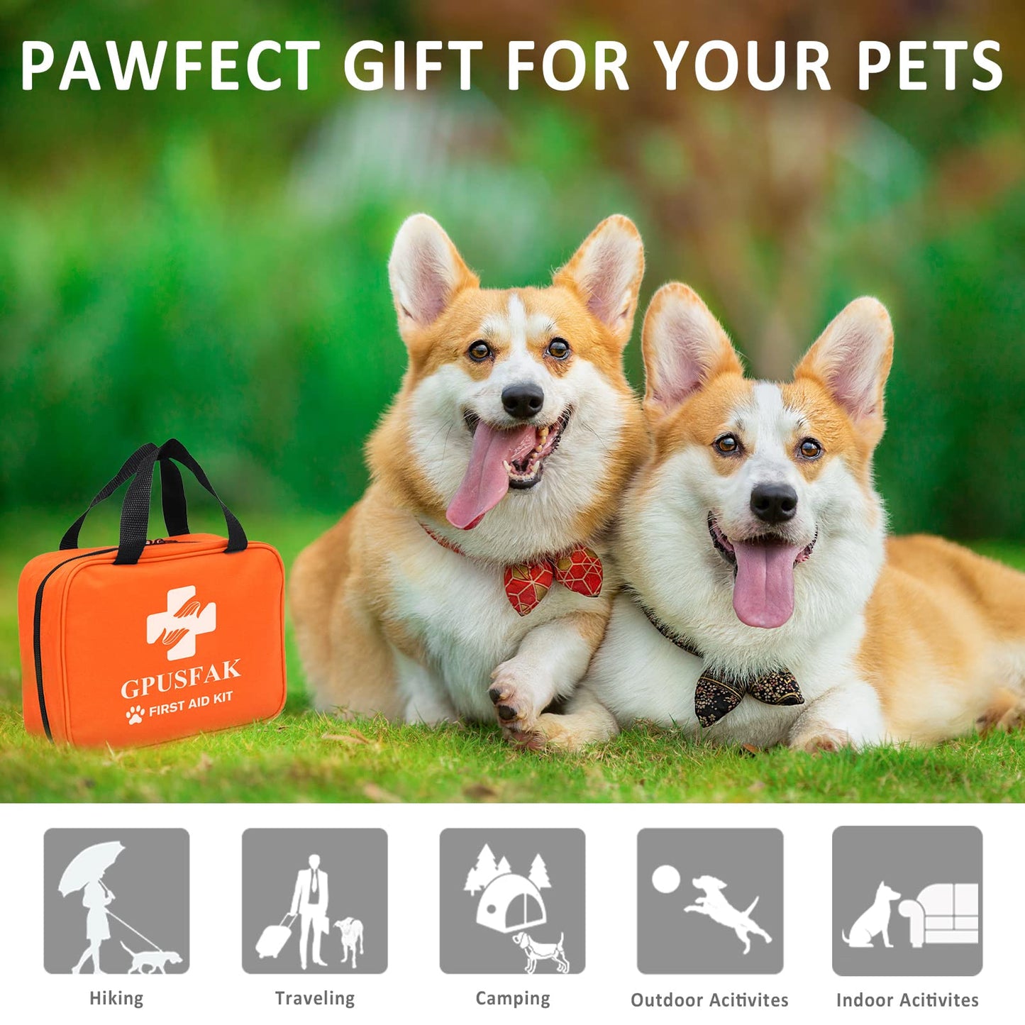 GPUSFAK Dog First Aid Kit - Pet First Aid Kit for Dogs and Cats Pet First Aid Supplies for Car Traveling Home