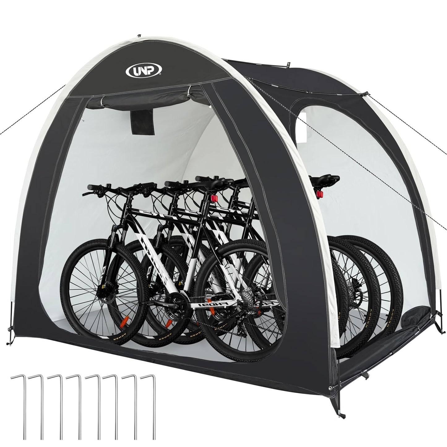 UNP Bike Storage Shed Tent, Portable Outdoor Bike Storage Tent with 210D Oxford Thick PU4000 Waterproof for 1/2/3/4 Bikes, Bike Covers Storage Shed for Bicycles, Lawn Mower, Garden Tools