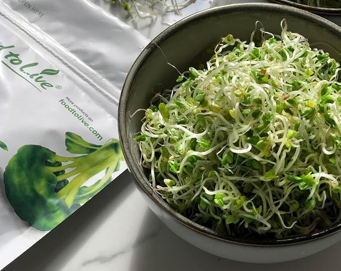 Food to Live Organic Broccoli Seeds for Sprouting, 8 Ounces – Non-GMO, Vegan, Kosher, Sirtfood, Bulk. Rich in Sulforaphane, Vitamin C. Grow Sprouts, Microgreens for Salads, and Sandwiches