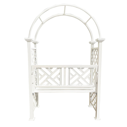 White Aluminum Garden Arbor Arch with 2-Seater Bench