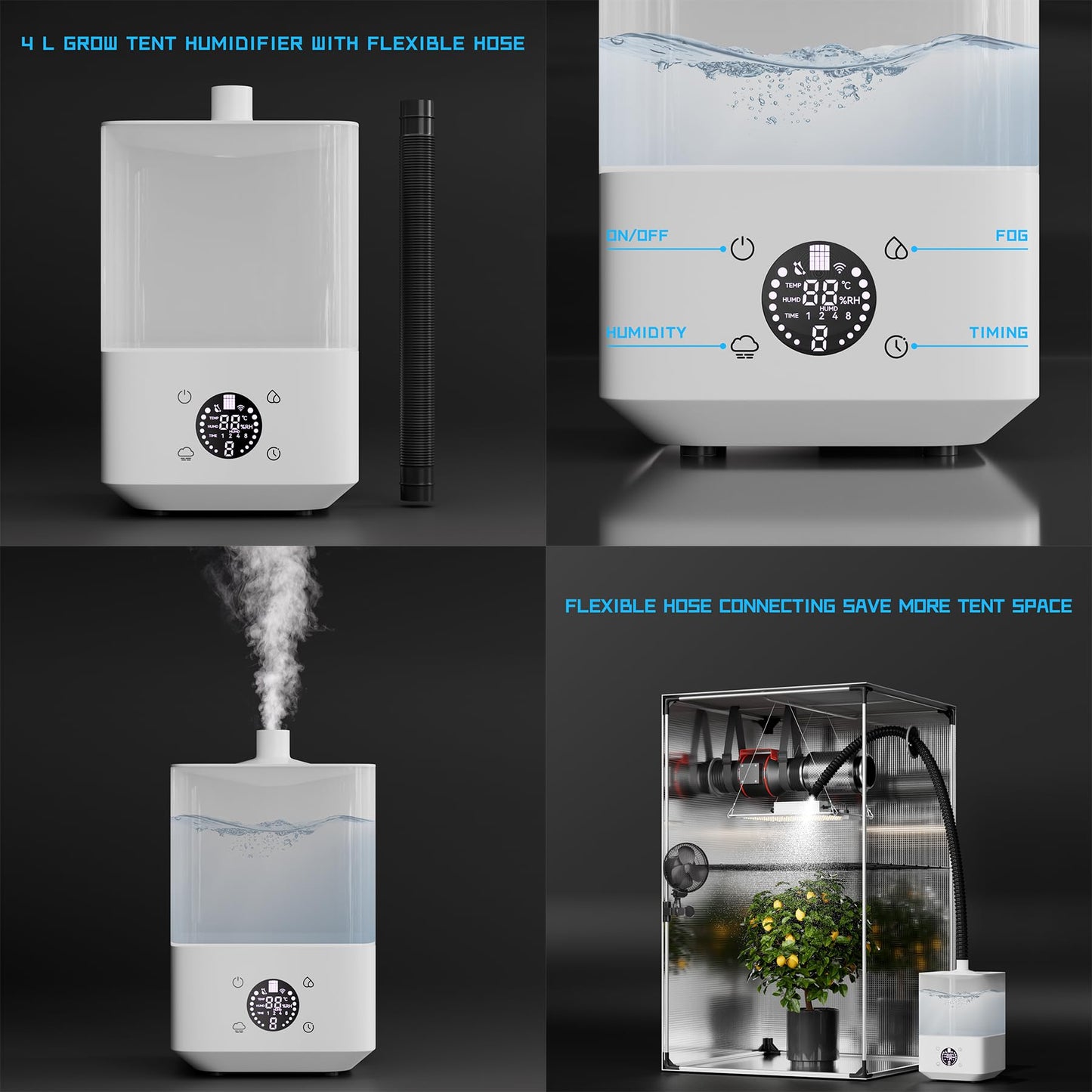 Supergrower 4X2X6FT Height Extra Grow Tent Kits Complete for Indoor Plants,Include Almost Everything for Indoor Plants Growing (LED Light+Tent+ 4" Vent Sets+Grow Tent Humdifier+Heater+Clip Fans)