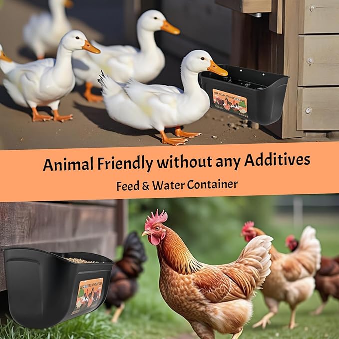 3 Pack Hanging Chicken Feeder Waterer, Duck Feeder for Outside with Clips, Water Trough for Duck Goose Goat Pig Deer, Durable Poultry Feeding Water Container, Small