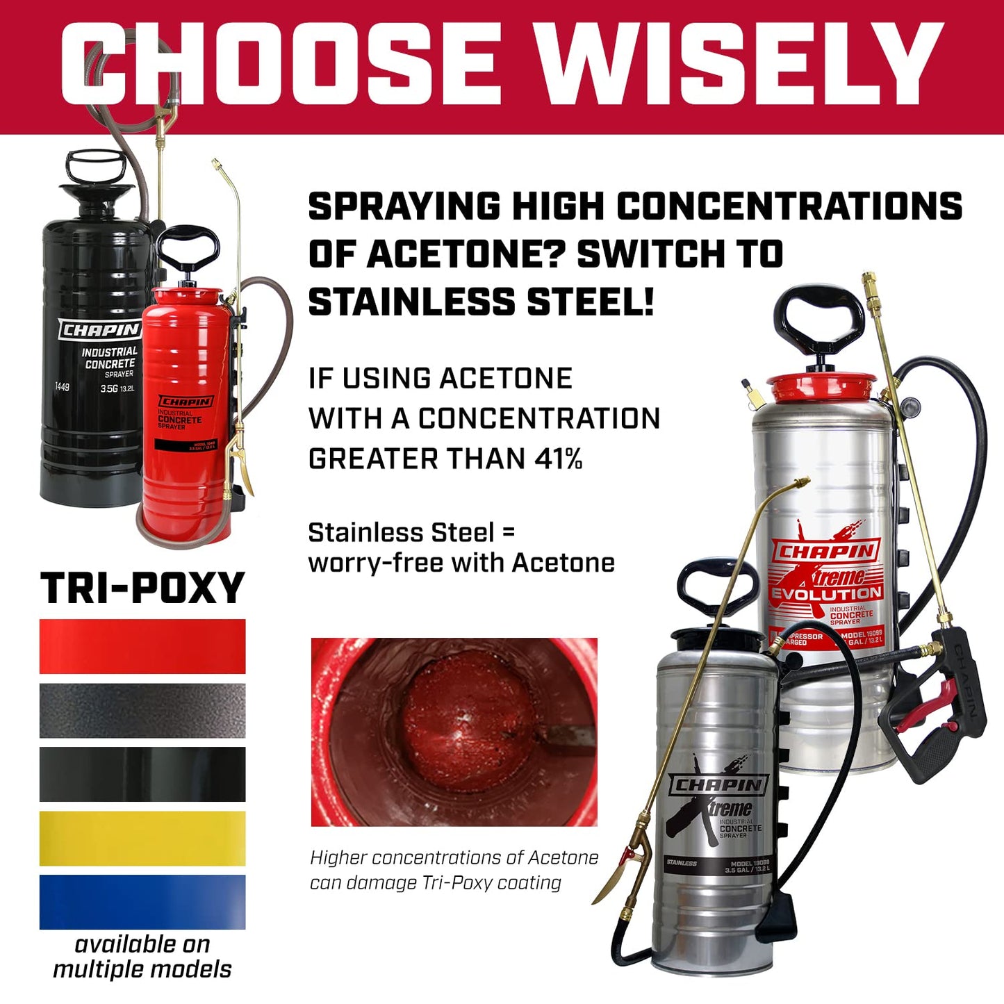Chapin 19069 Made in The USA 3.5 Gallon Xtreme Industrial Stainless Steel Concrete, with Brass Pump/Wand/Nozzle, Stainless