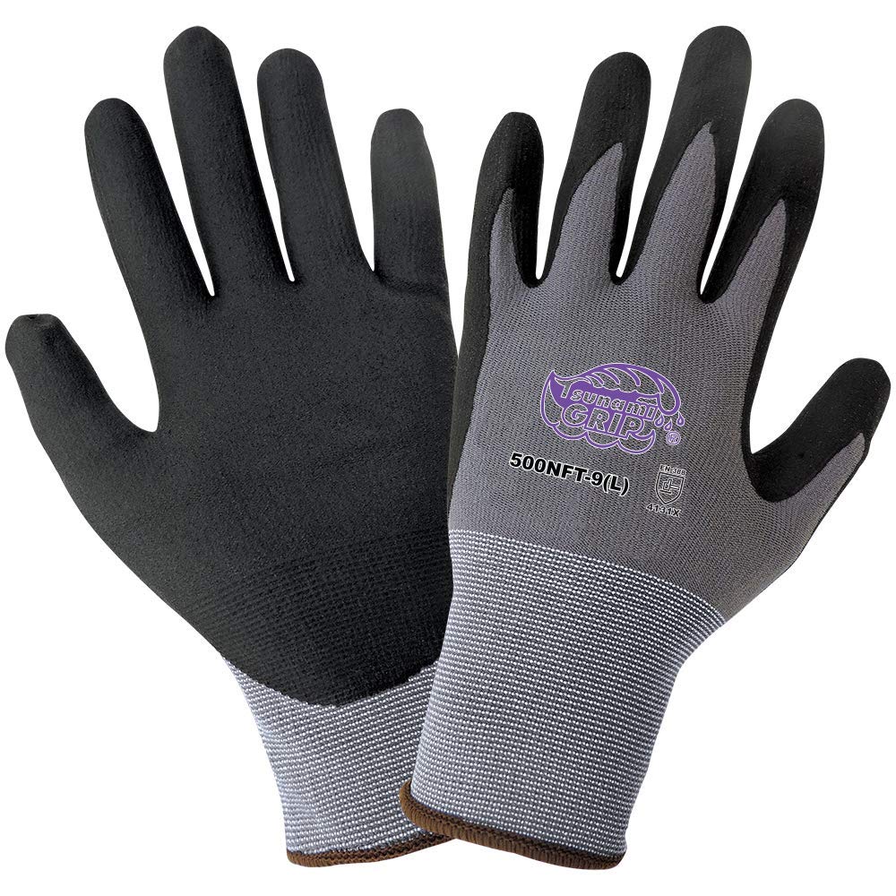 Global Glove 500NFT - Tsunami Grip New Foam Technology Nitrile Coated Gloves - X-Large - Case of 72 Pairs