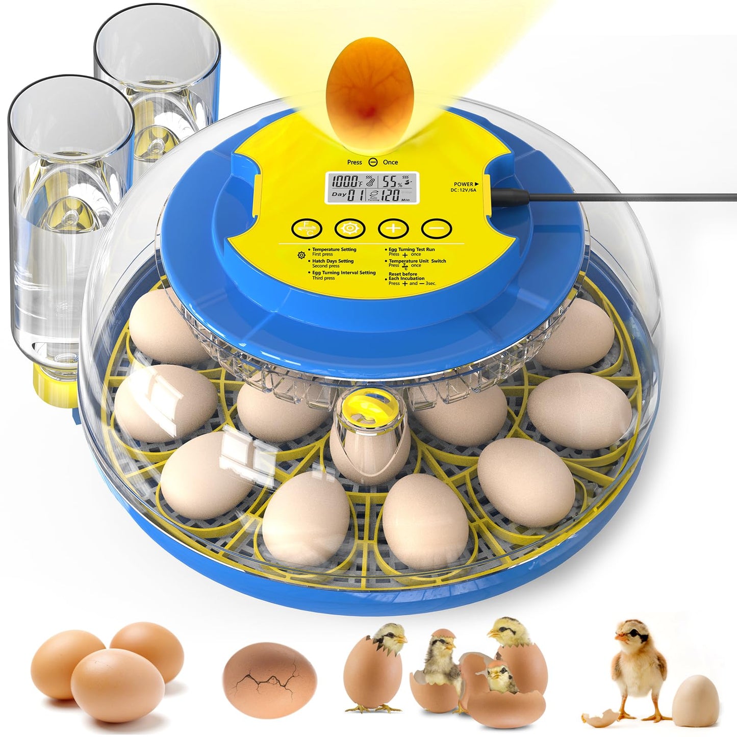 Incubators for Hatching Eggs-18 Egg Incubator with Automatic Egg Turning and Humidity Control, Incubadora de Huevos de Gallina for Chicken, Ducks, Goose, Pigeon, Quail, Smart Incubator with Egg Candle