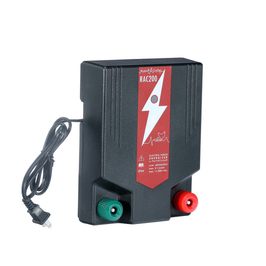 RentACoop Electric Fence Energizer (RAC200-2.0 Joules) - Plug-in Energizer for Electric Fencing Systems for Poultry Netting, Chickens, Gardens, Goats, and Other Animals