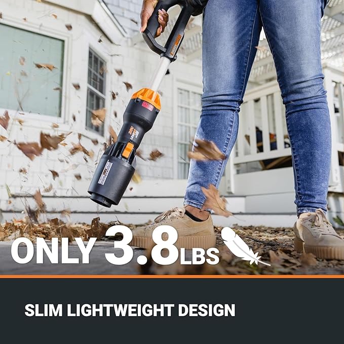 WORX Nitro WG543 20V Cordless Leaf Blower, Electric Blower with 410CFM & 130MPH, Blowers for Lawn Care with 3.8 Lbs, Battery & Charger Included