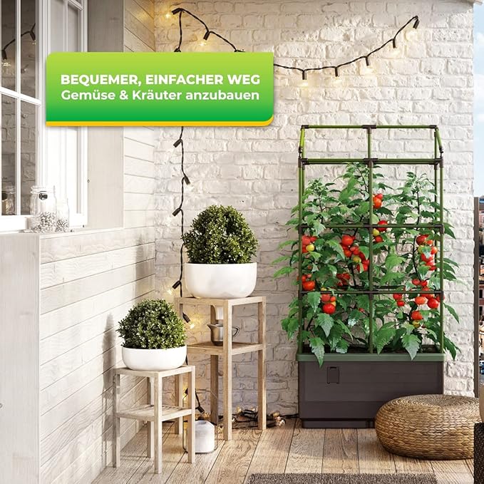 Bio Green Trellis for Raised Garden Bed with Watering System City Jungle | 12“L x 24“W x 38“H | Ideal Growth for Climbing Plants | Easy to Assemble