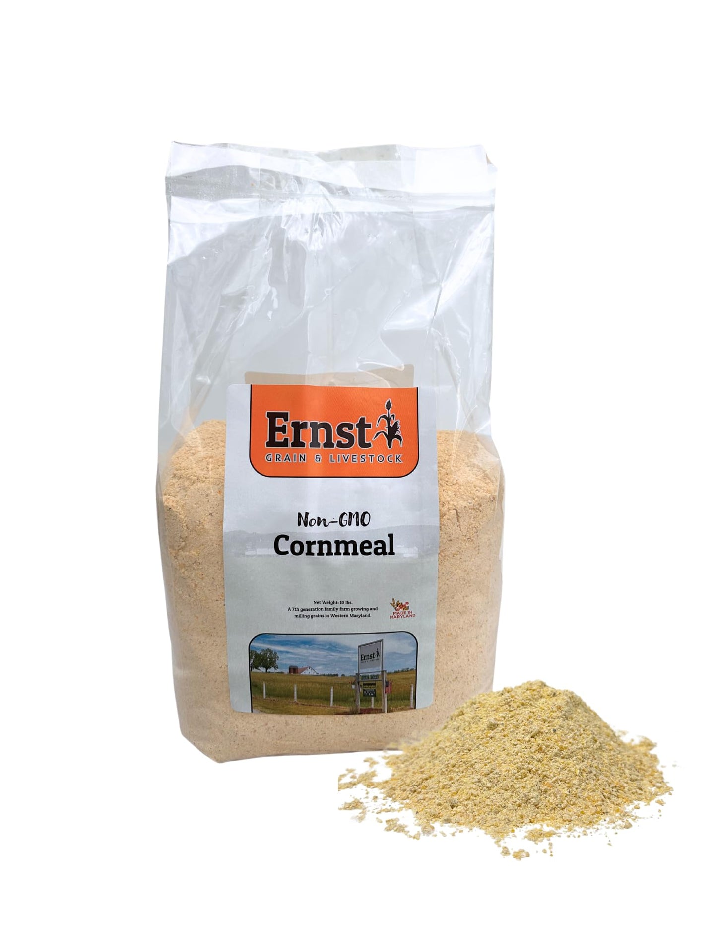 Ernst Grain & Livestock Non‑GMO Fine‑Ground Cornmeal – Premium Feed‑Grade 10 lb (160 oz) Portable Bag – All‑Natural, Unprocessed Grain Meal for Poultry, Livestock & Small Animals