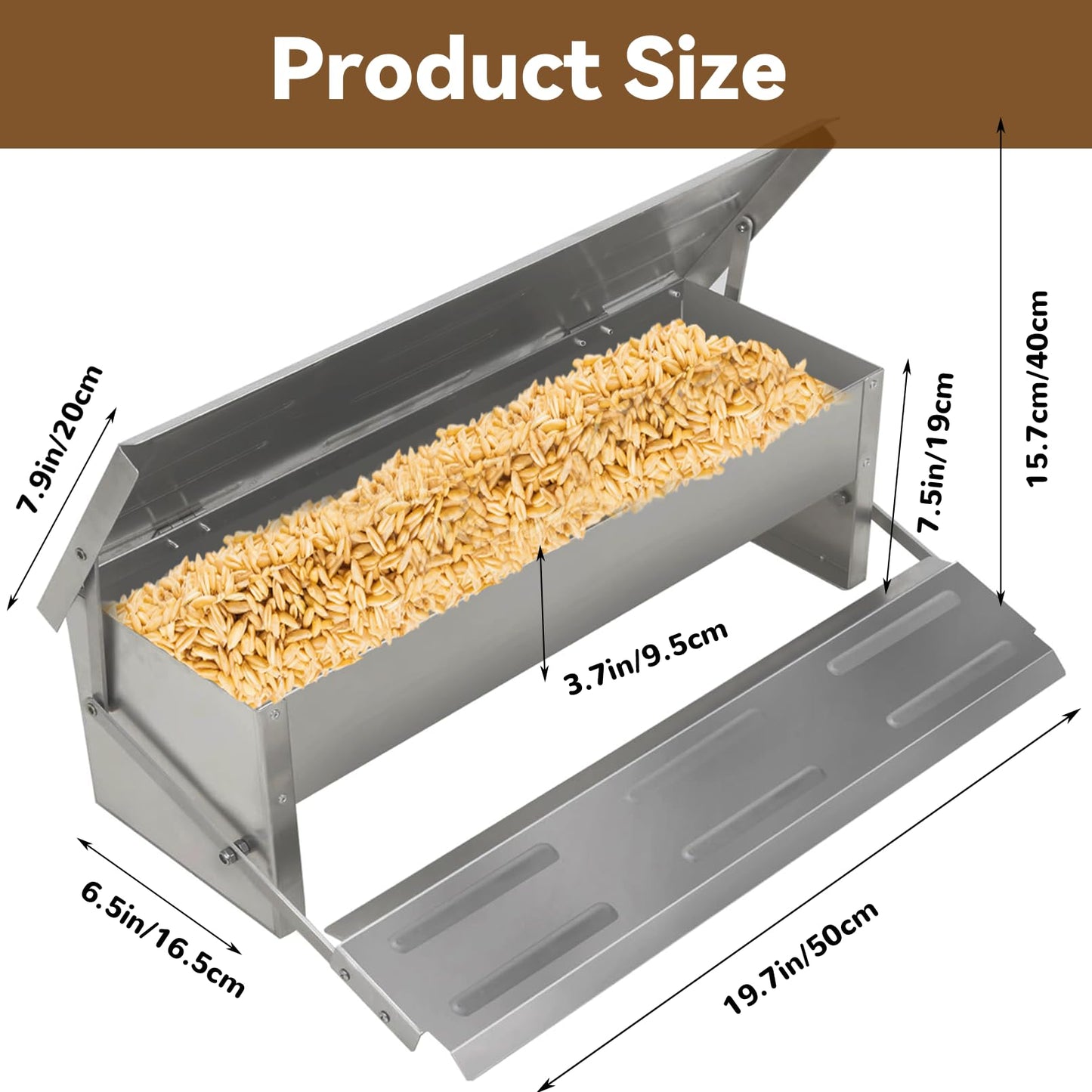kathson Automatic Treadle Chicken Feeder,11lbs Pedal Chicken Feeder Rat Proof Poultry Feeder with Rainproof Lid Stainless Steel Treadle Feeder for Chickens Pheasants Ducks