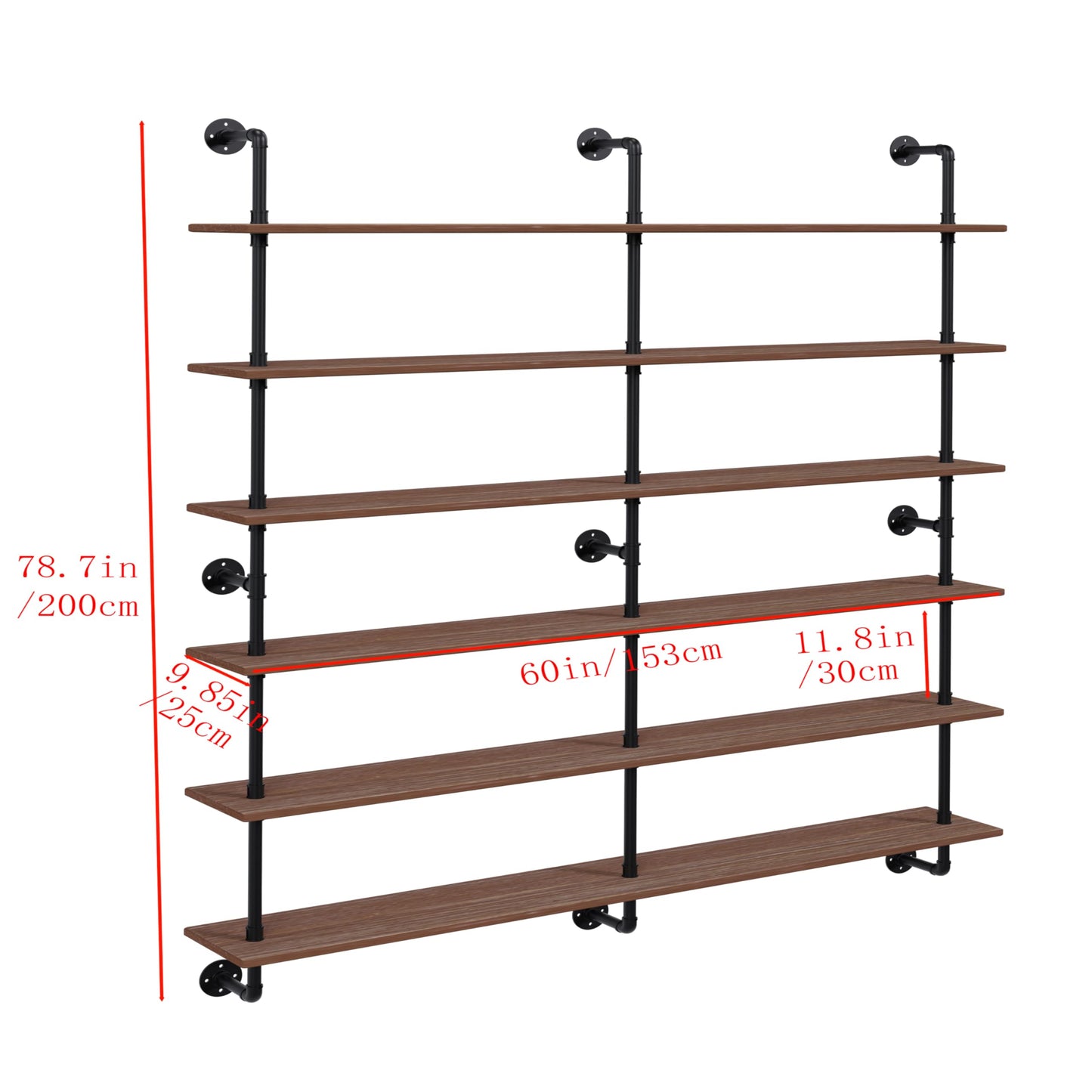 HDDFER Floating Shelves for Wall Living Room Shelves Bookshelf Industrial Pipe Shelving Shelves Real Wood Planks 60 inch Rustic Wall Shelves Hanging Bookshelves Farmhouse Kitchen Bar Shelving