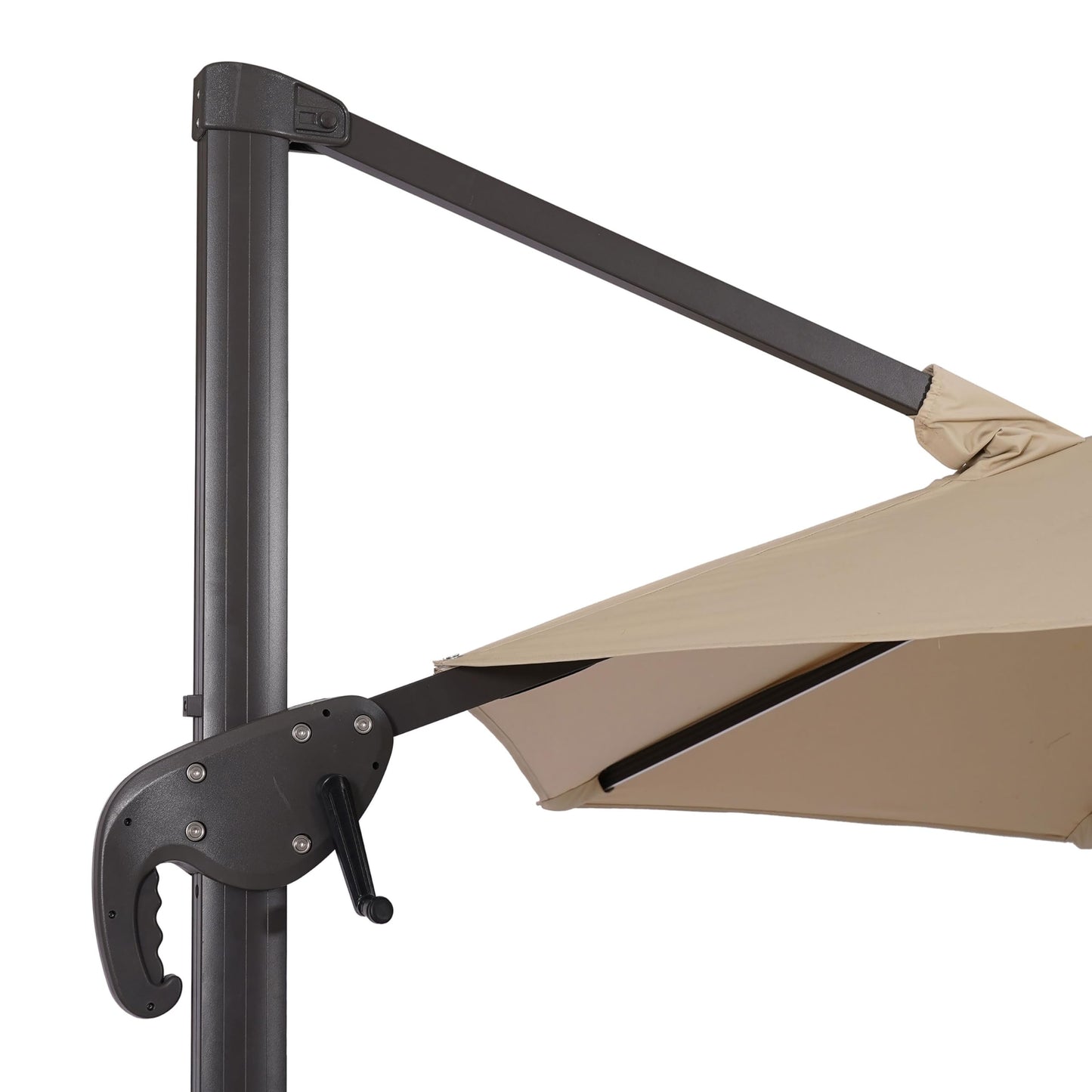 Greemotion Pire 8-foot Cantilever UV-resistant Shade Rotation Tilt Umbrella with Heavy Base and Built-in Solar Panel LED Light for Outdoor, Porch, Pool, Deck, Beige