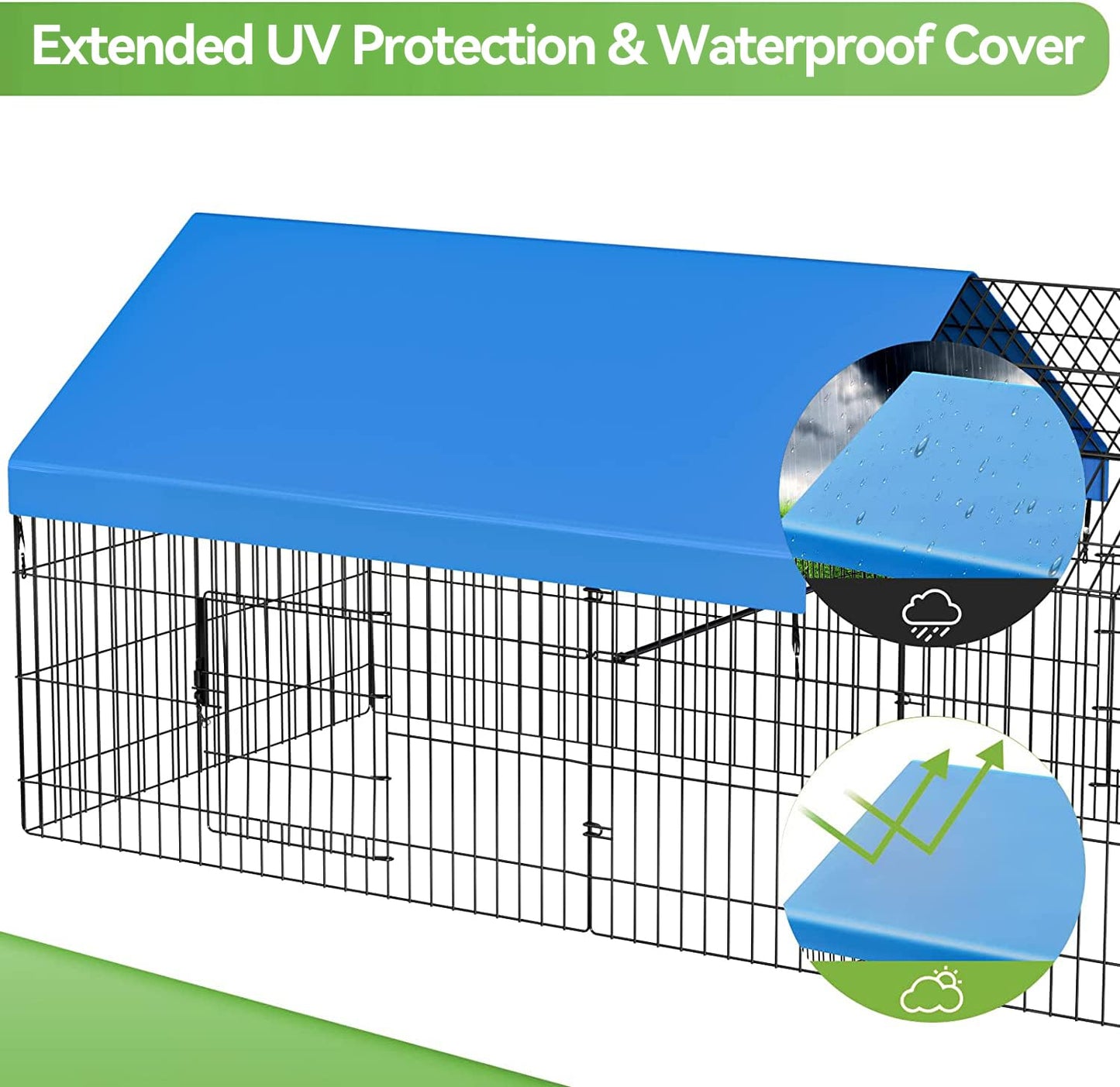 INJOPEXI Metal Chicken Coop 130"×40"×39" Chicken Runs for Yard with Cover Chicken Playpen Enclosure Chicken Pen Kennel Duck Coop Cage for Outdoor Backyard Farm Rabbit Dog Cat Small Animal Poultry