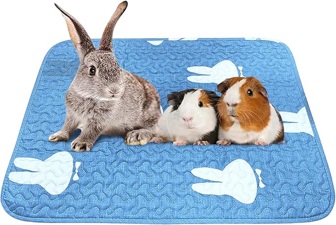 kathson 2 PCS Rabbit Cage Liners Washable Super Absorbent Sleep Pad Bed for Guinea Pig Small Animals Reusable Fleece Bedding Anti-Slip Mats for Bunny Hedgehog Kitten Chinchilla (20 x 26inch)