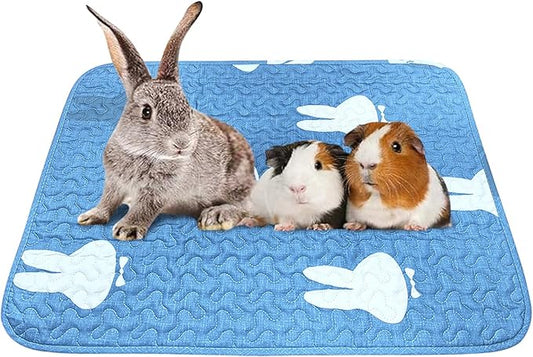 kathson 2 PCS Rabbit Cage Liners Washable Super Absorbent Sleep Pad Bed for Guinea Pig Small Animals Reusable Fleece Bedding Anti-Slip Mats for Bunny Hedgehog Kitten Chinchilla (20 x 26inch)