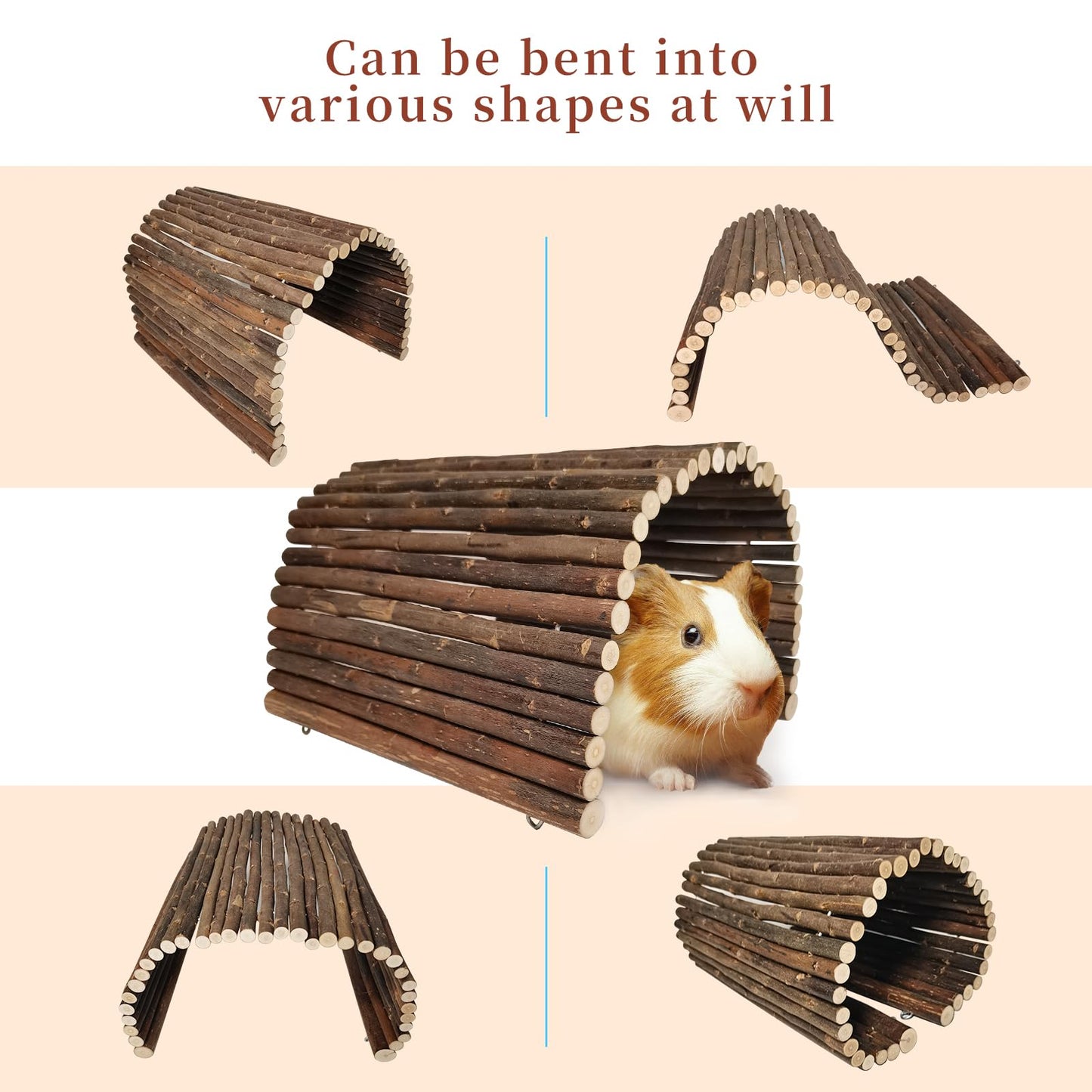 AGGQQA Guinea Pig Hideout Rabbit Hide Rat Cage Accessories Extra Large Wooden Tunnel Hut Hideaway for Pig Hideout Tortoise Hedgehog Ferret and Chinchilla