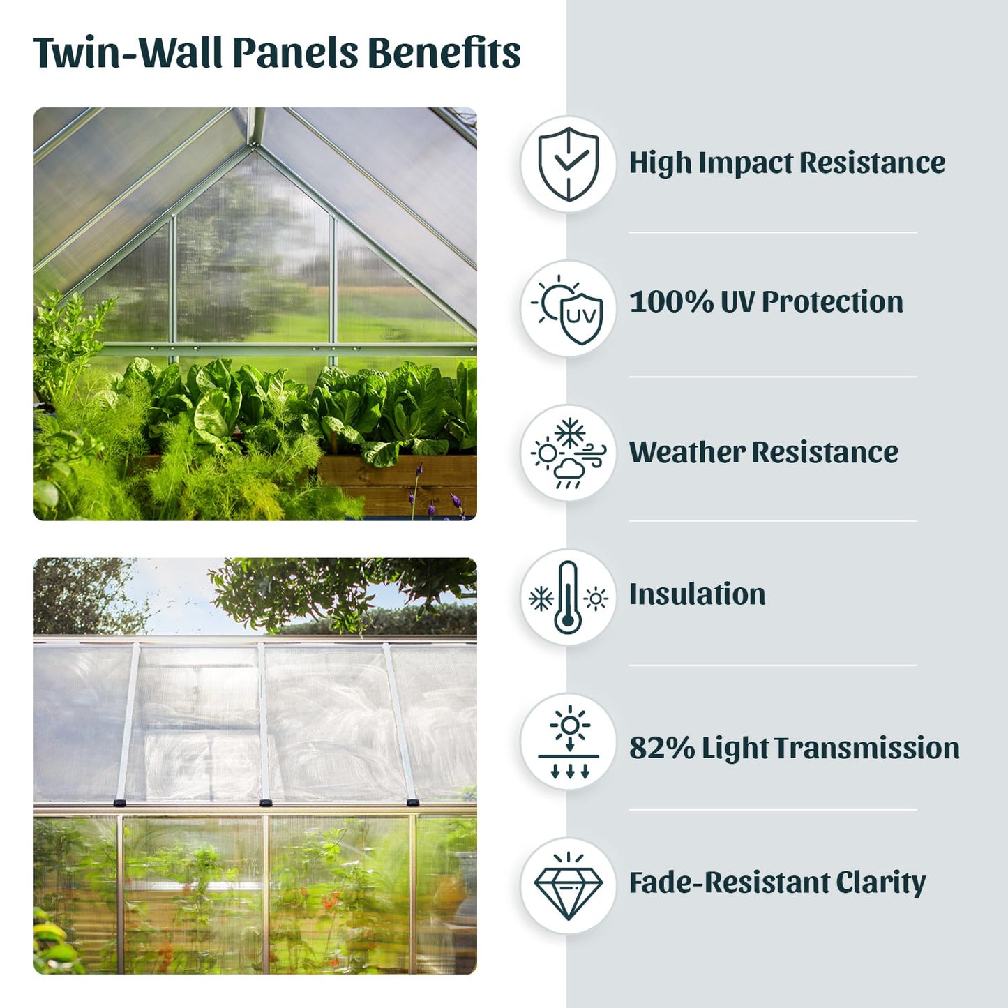 Palram - Canopia 6x10 Greenhouse Kit, Hobby Walk-In Twin-Wall UV Polycarbonate Heavy Duty Aluminum Frame, Lockable Door, Adjustable Roof Vent, Rain Gutters, Galvanized Steel Base, Mythos (Silver)