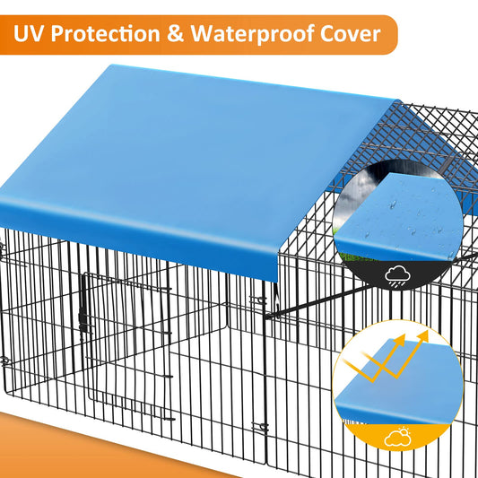 INJOPEXI Metal Chicken Coop 86"×40"×39" Chicken Runs for Yard with Cover Chicken Playpen Enclosure Chicken Pen Kennel Duck CoopCage for Outdoor Backyard Farm Rabbit Small Animal Dog Poultry Cat Hutch