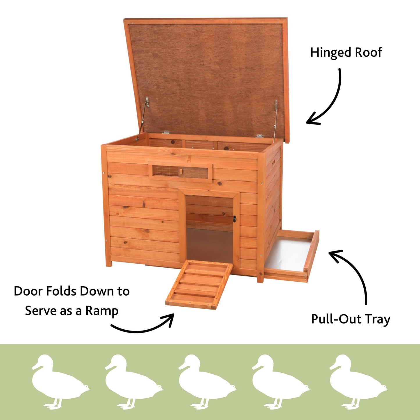 TRIXIE Natura Duck Coop – Wooden Duck House for Free Roaming Ducks – Chicken Crate Suitable for Quails and Other Poultry – in Brown