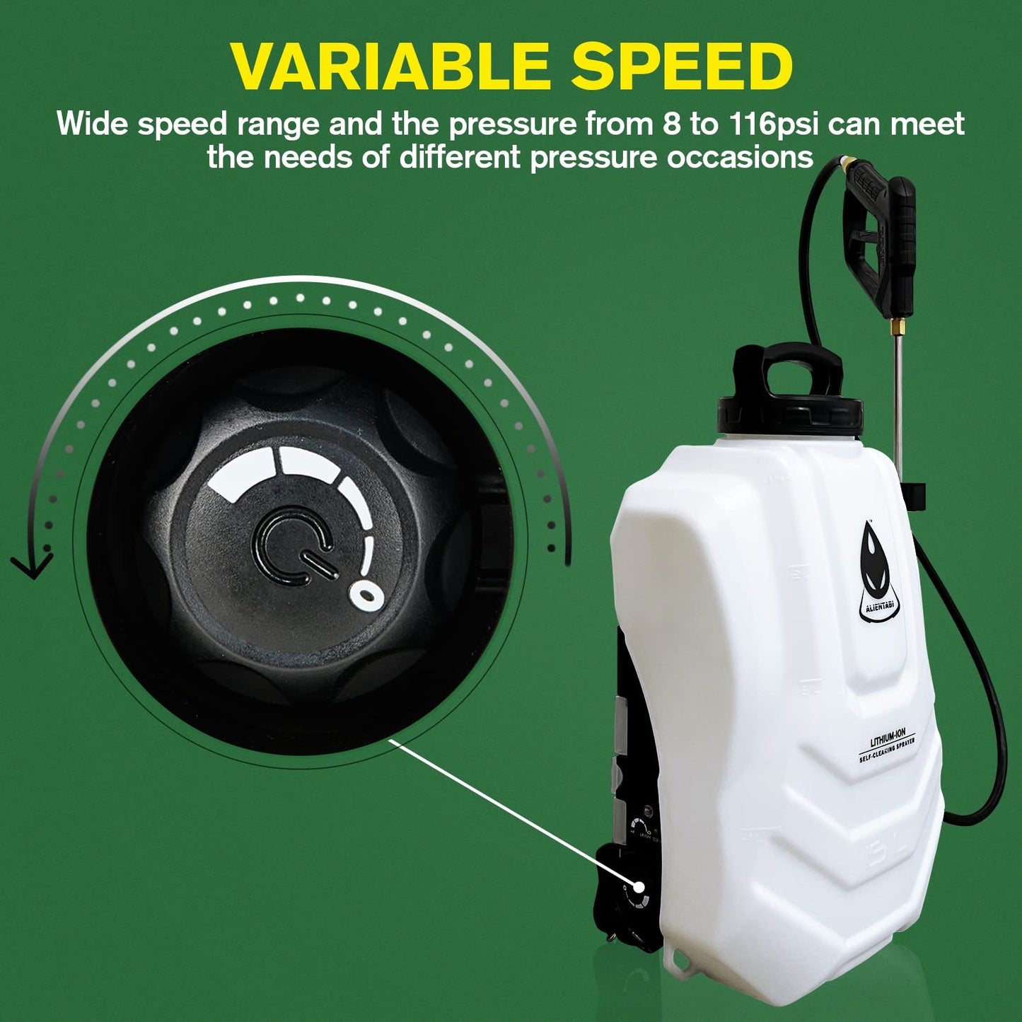 ALIENTABI Backpack Sprayer 4 Gallon, Self-Cleaning Battery Sprayer for Weeding, Cleaning, No Gear Limit, Variable Pressure