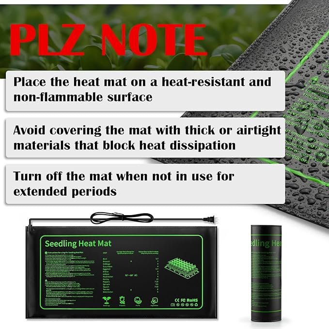 4-Pack Seed Starter Kit with Adjustable Grow Lights & 2 Heat Mats – 5'' Humidity Domes for Indoor Plants, Vegetables, Seedlings, Full Spectrum 20W, 4000K LED Light and Germination Tray with Vents