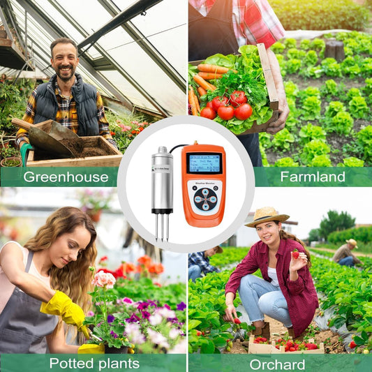 VODESON Plant Soil Moisture Meter High-Precision FDR Soil Moisture Meter with LCD Display - Rechargeable, 30,000 Data Log, (Soil Moisture Sensor)