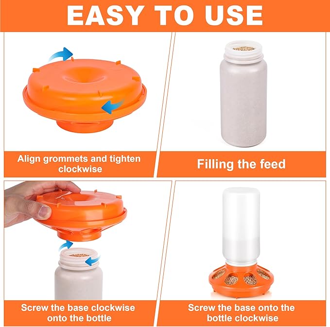 Plastic Baby Chicken Feeder and Waterer Set (White&Orange)