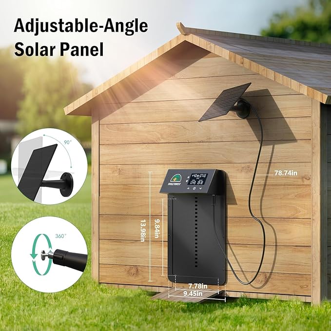 Automatic Chicken Coop Door,Solar Powered Chicken Coop Door with Multi-Mode,Aluminum Automatic Chicken Door,Anti-Pinch Coop Door with LCD Display,Automatic Coop Door with Timer&Light Sensor