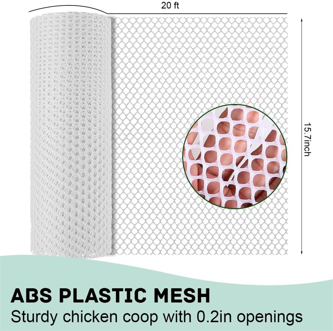 Plastic Chicken Wire Fence Mesh Poultry Fencing 15.7IN x 20FT Plastic Mesh with 25 Twist Ties Hexagonal Chicken Wire Frame Floral Netting for Gardening