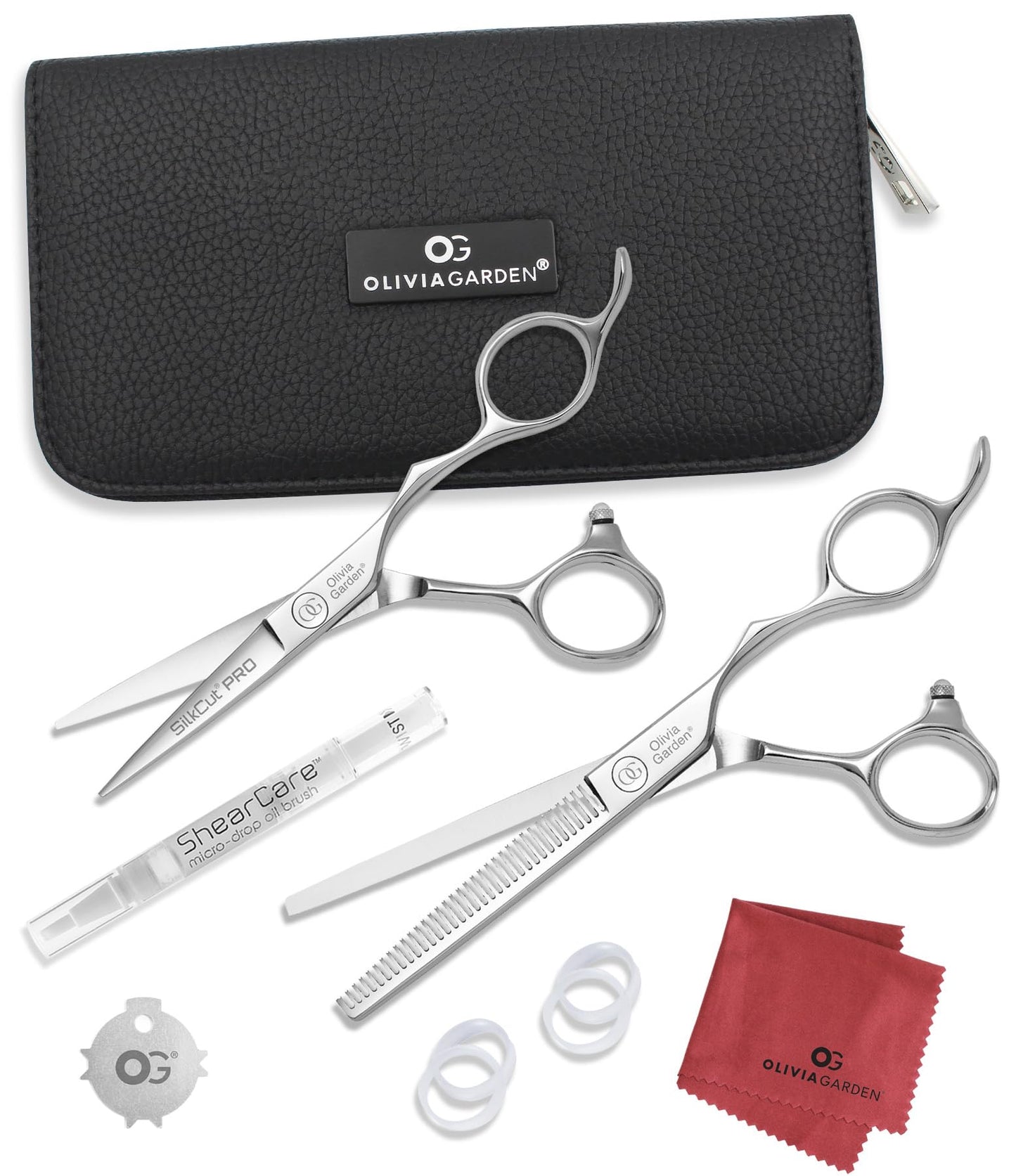 Olivia Garden SilkCutPro Shear and Thinner Zipper case deal (5" contains: SKP-50, SKP-T635)