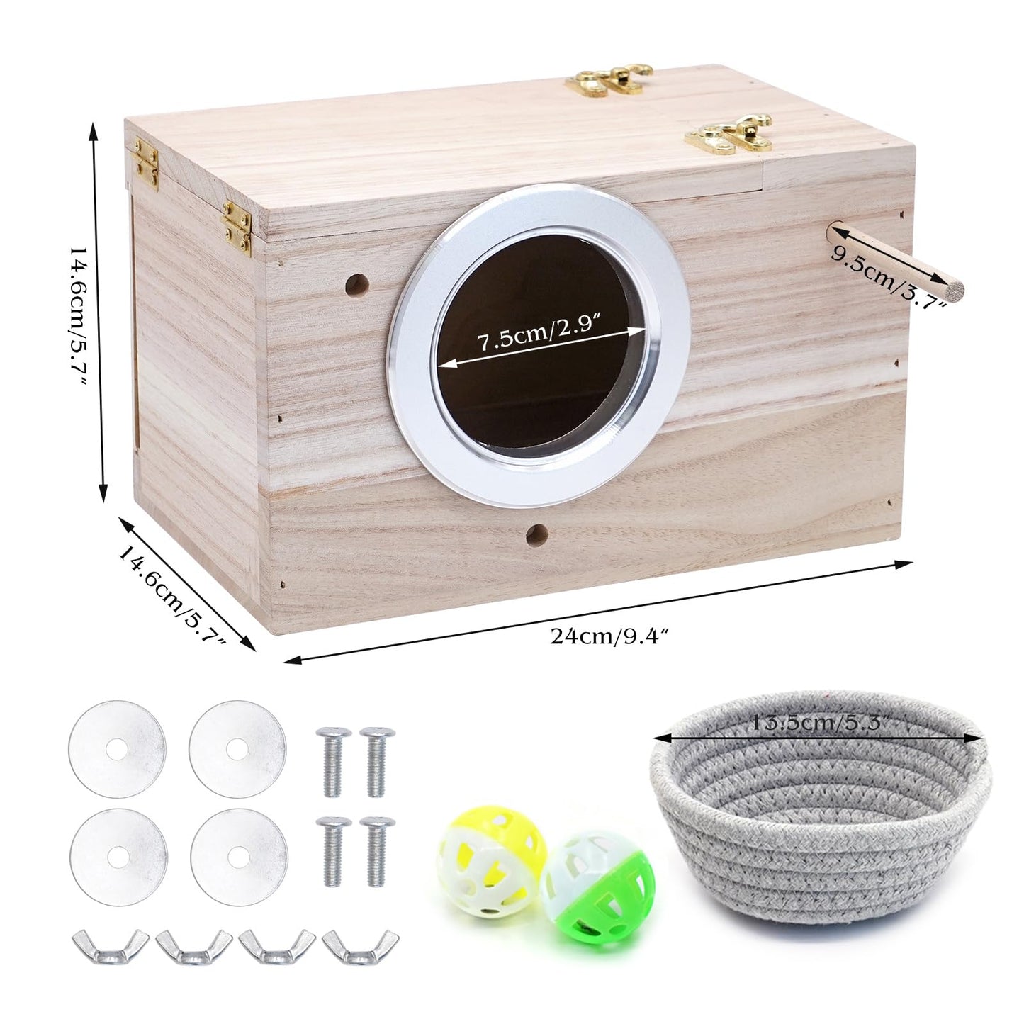 KHEARPSL Parakeet Nesting Box Transparent Bird Budgie Breeding Box Bird Nest Cage House for Lovebirds Cockatiels Parrots Budgie Finch Canary (Medium)
