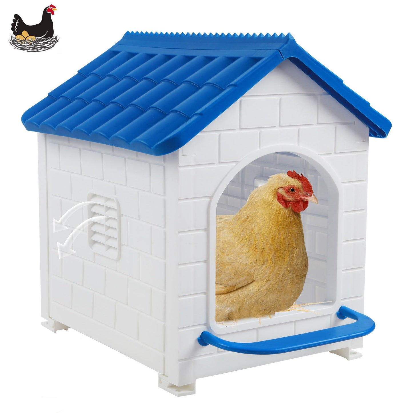 CSQOO Chicken Nesting Box, Waterproof Hens Nesting Boxes with Chicken Nesting Pads for Laying Eggs, Wall Mount Nesting Boxes for Chickens, Duck, Rabbit, Poultry (Blue)