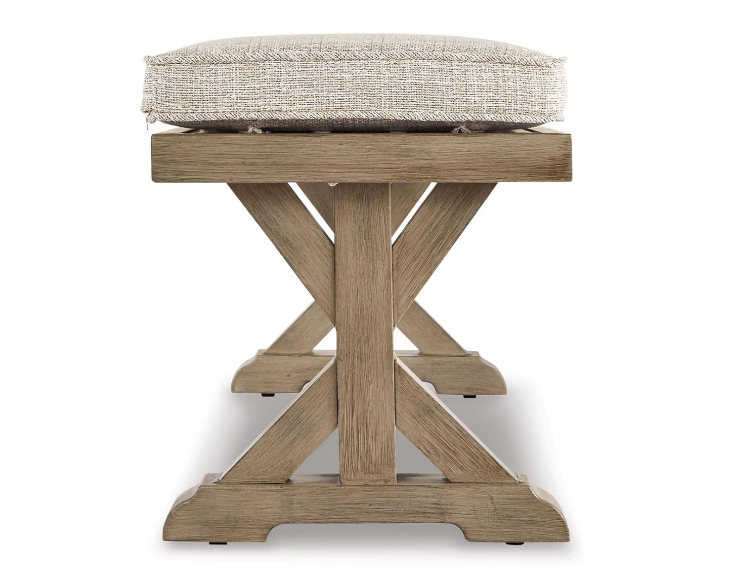 Signature Design by Ashley Beachcroft Patio Farmhouse Outdoor Upholstered Dining Bench, Beige
