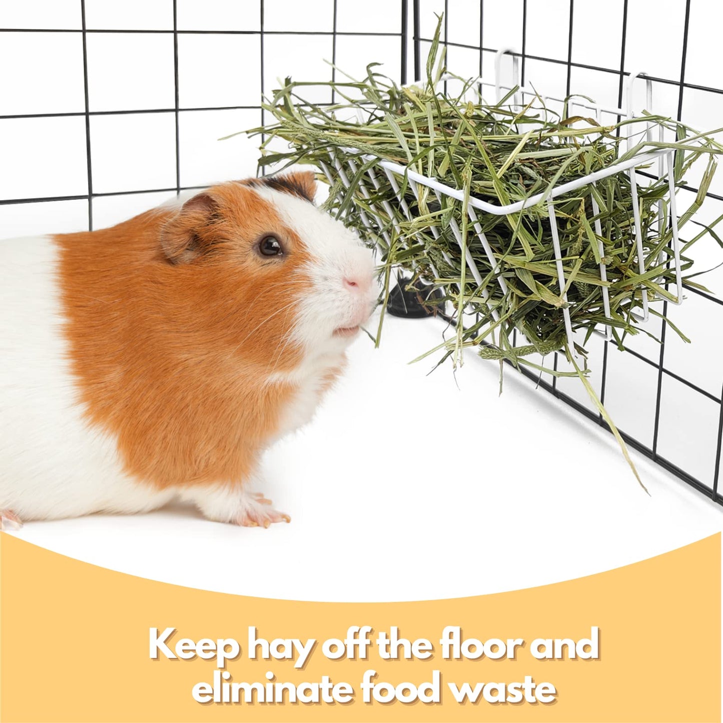 TiereCare Rabbit Hay Feeder - 2Pcs Metal Rack Hay Holder for Guinea Pig Small Animals Grass Rack for Bunny Chinchilla Cage Reduce Mess 9x4x3 Inch
