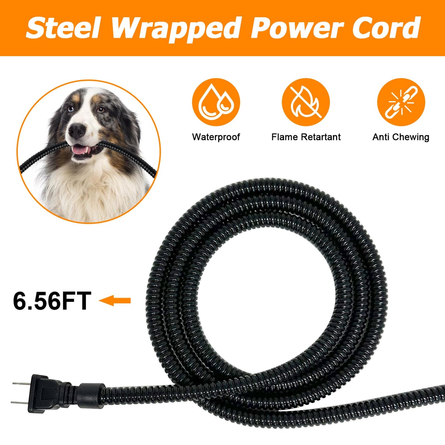 Alpcouts Heated Water Bowl for Dog & Cat, Outdoor Heated Pet Bowl with Anti Chew Cord, Large Heated Dog Bowl Provides Drinkable Water in Winter for Dogs Cats Chickens Birds,0.98 Gallon/125 OZ,35 Watts
