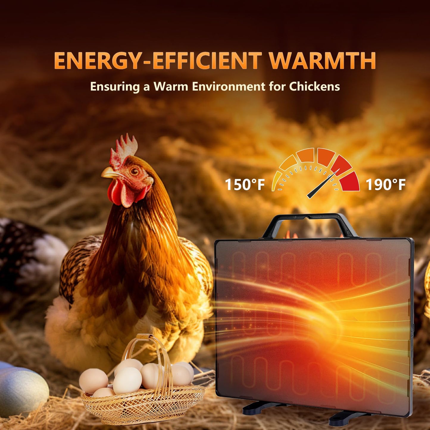 Chicken Coop Heater for Winter, Safe 140W Radiant Heat Panel with ETL Certification, Quiet & Light-Free Design, Ideal for Chicken Coops, Small Pets, and Under Desk Use