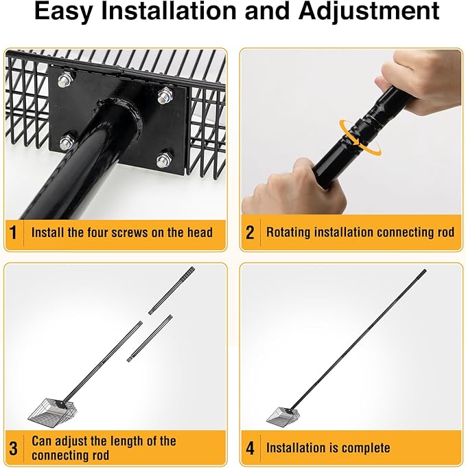 10" & 15" 2 Large Chicken Poop Scooper Set: Heavy Duty Carbon Steel Sifter Shovel, Metal Pooper Sifting Scoop for Poultry Run Yard Farm Litter Manure Sand, Chicken Coop Accessories Cleaning Tool