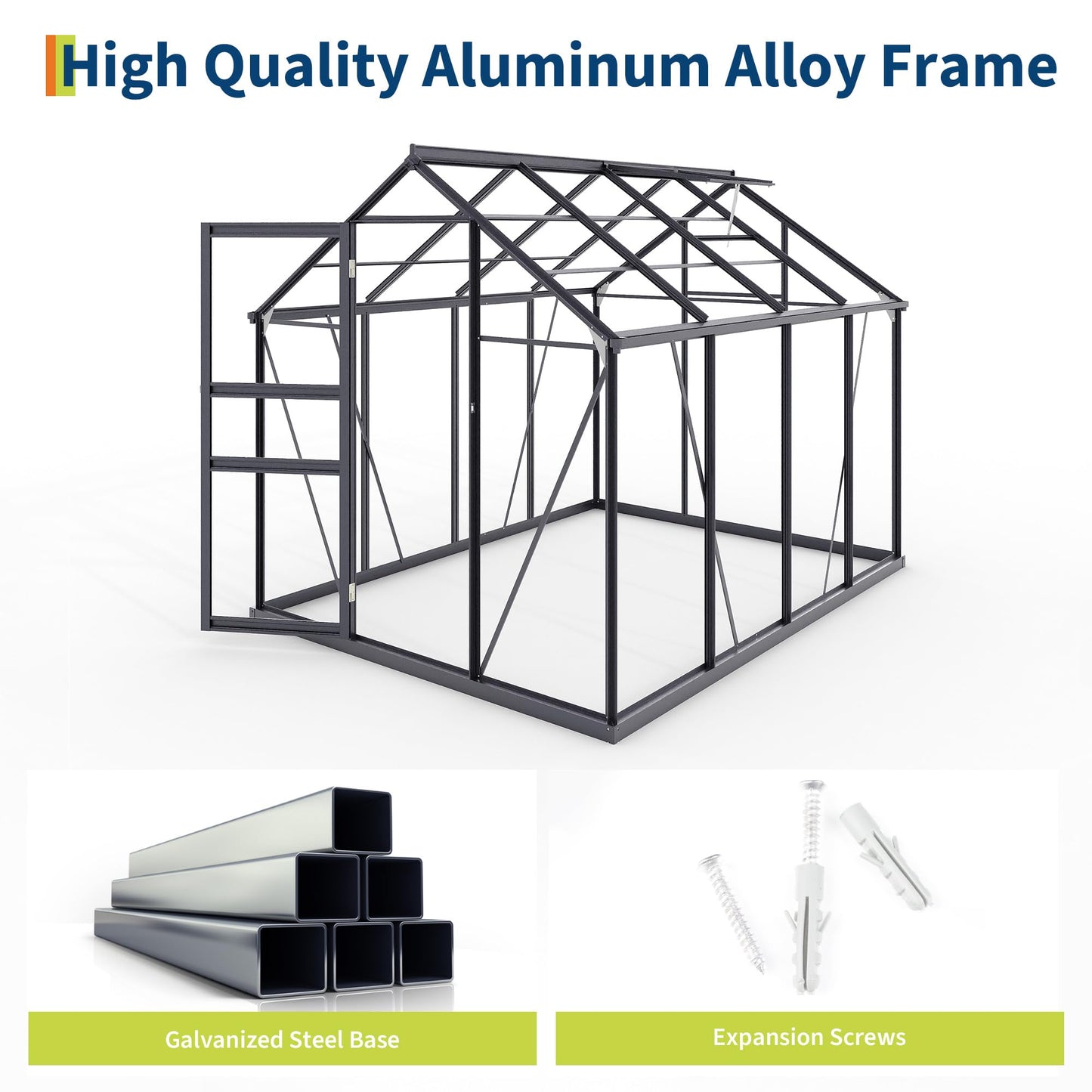 6*8 FT Outdoor Walk-in Greenhouse, Polycarbonate Green House, Heavy Duty Greenhouse with Vented Roof Window, Windproof Aluminum Frame, Suitable for Outside Gardening, Backyard, Patio